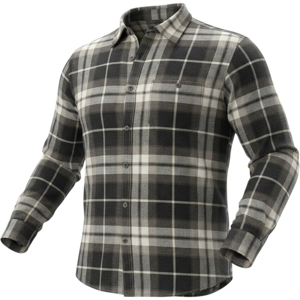 Kuhl Mens XXLarge Black‎ Grey Plaid Cotton Tencel Button Down Shirt Long Sleeve